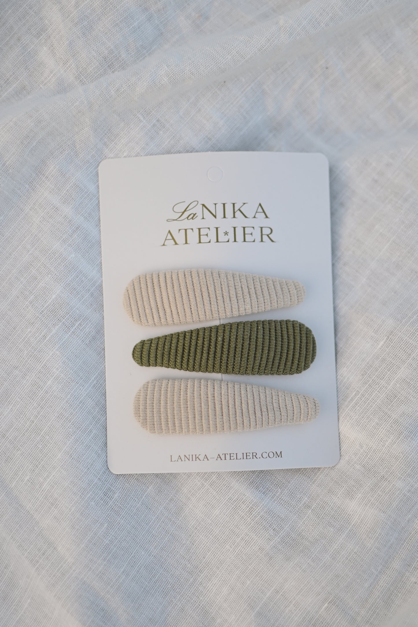 Špangice trio ribbed green + beige