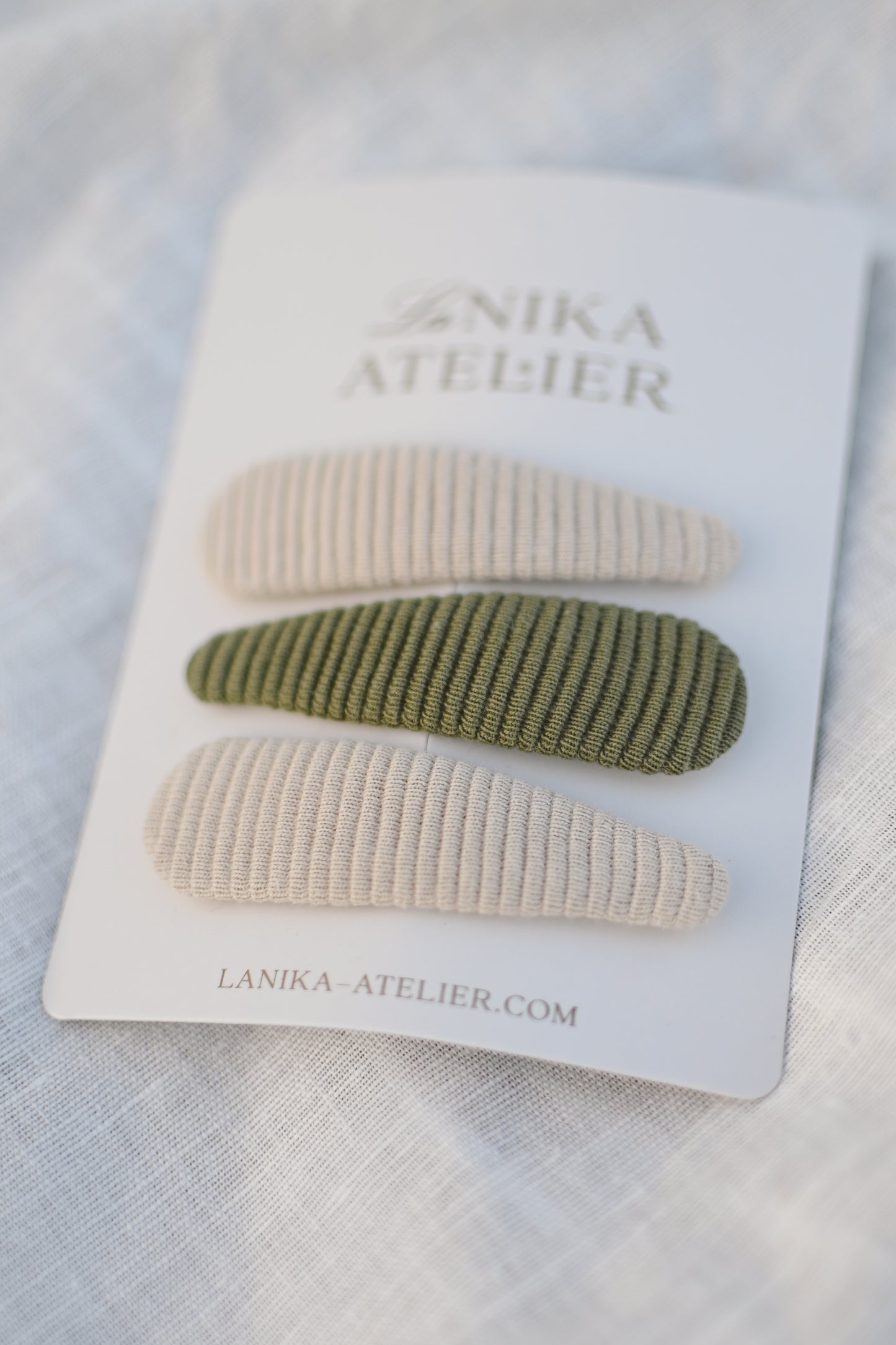 Špangice trio ribbed green + beige