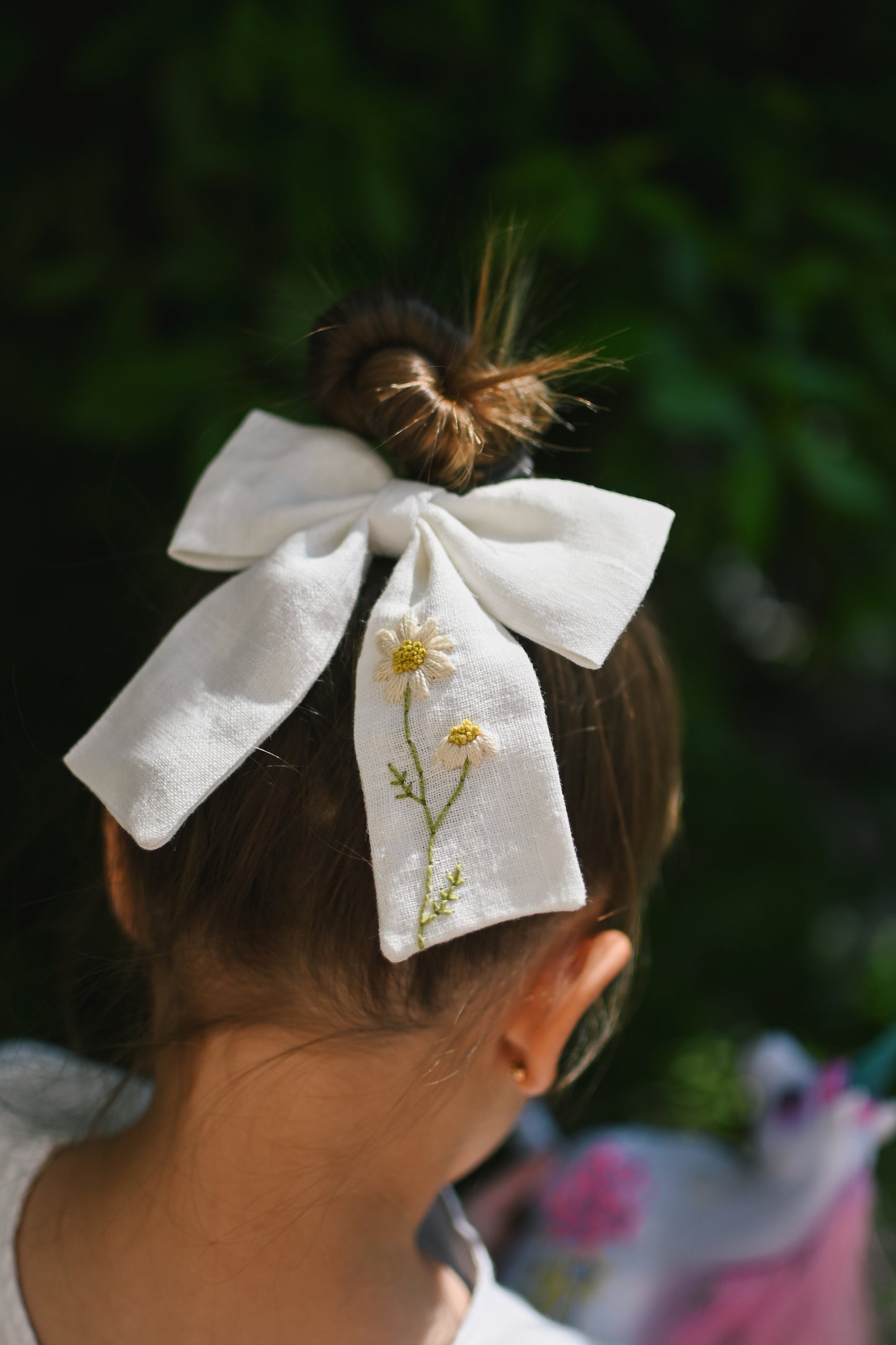 Large lanena mašnica za lase DAISY