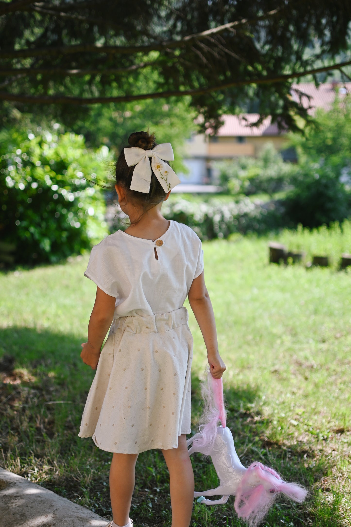 Large lanena mašnica za lase DAISY