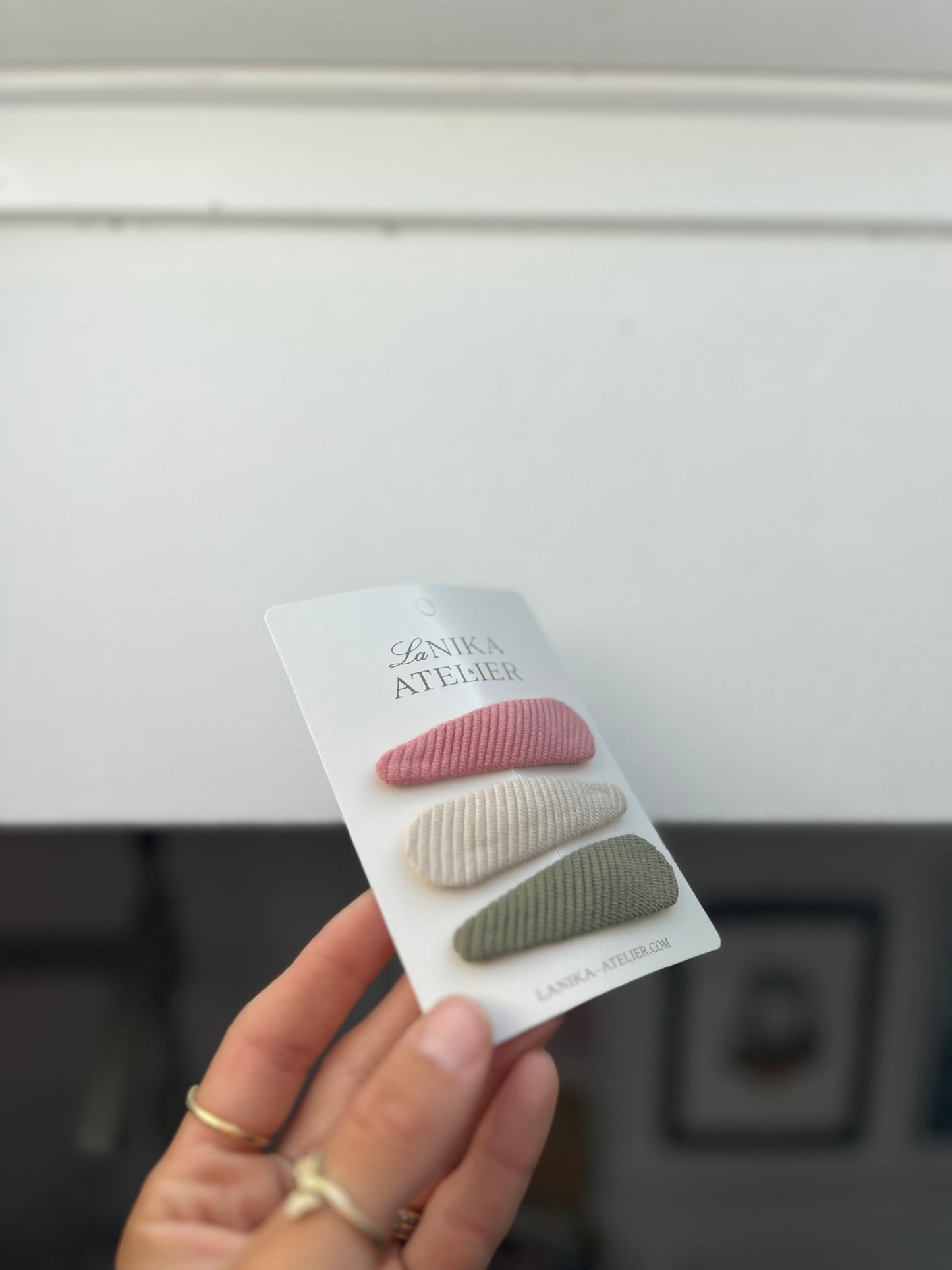 Špangice trio ribbed pink, green, beige
