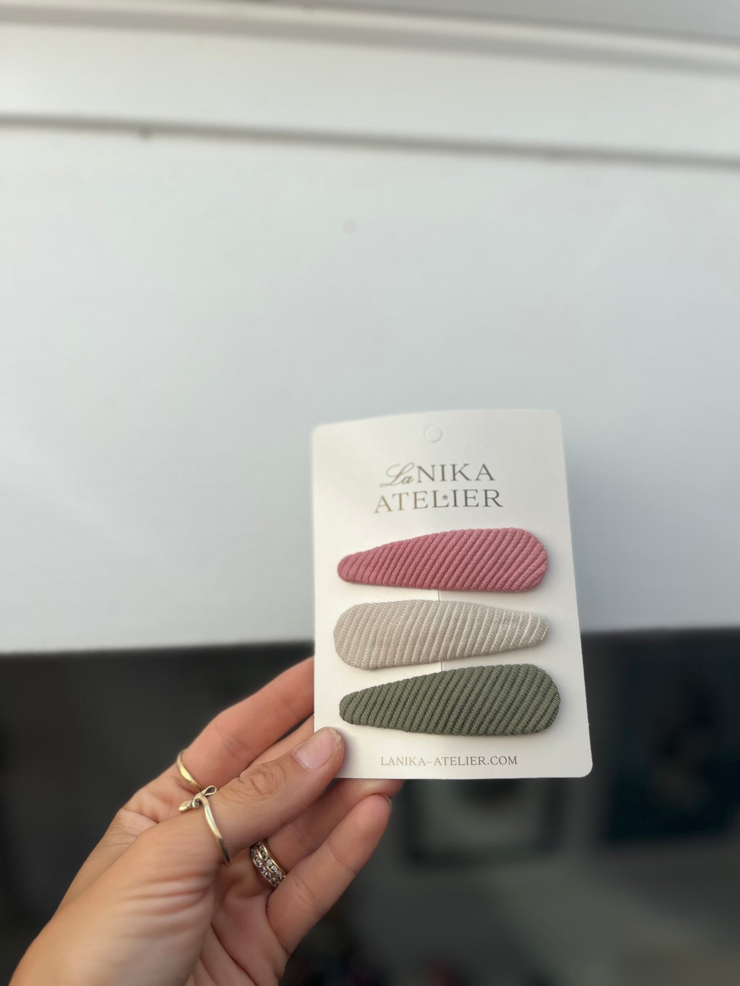 Špangice trio ribbed pink, green, beige