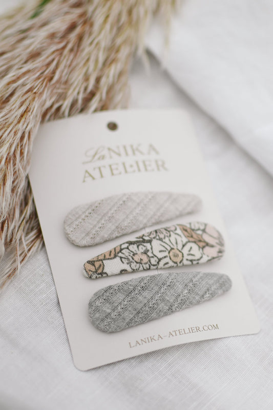 Špangice ribed grey floral trio