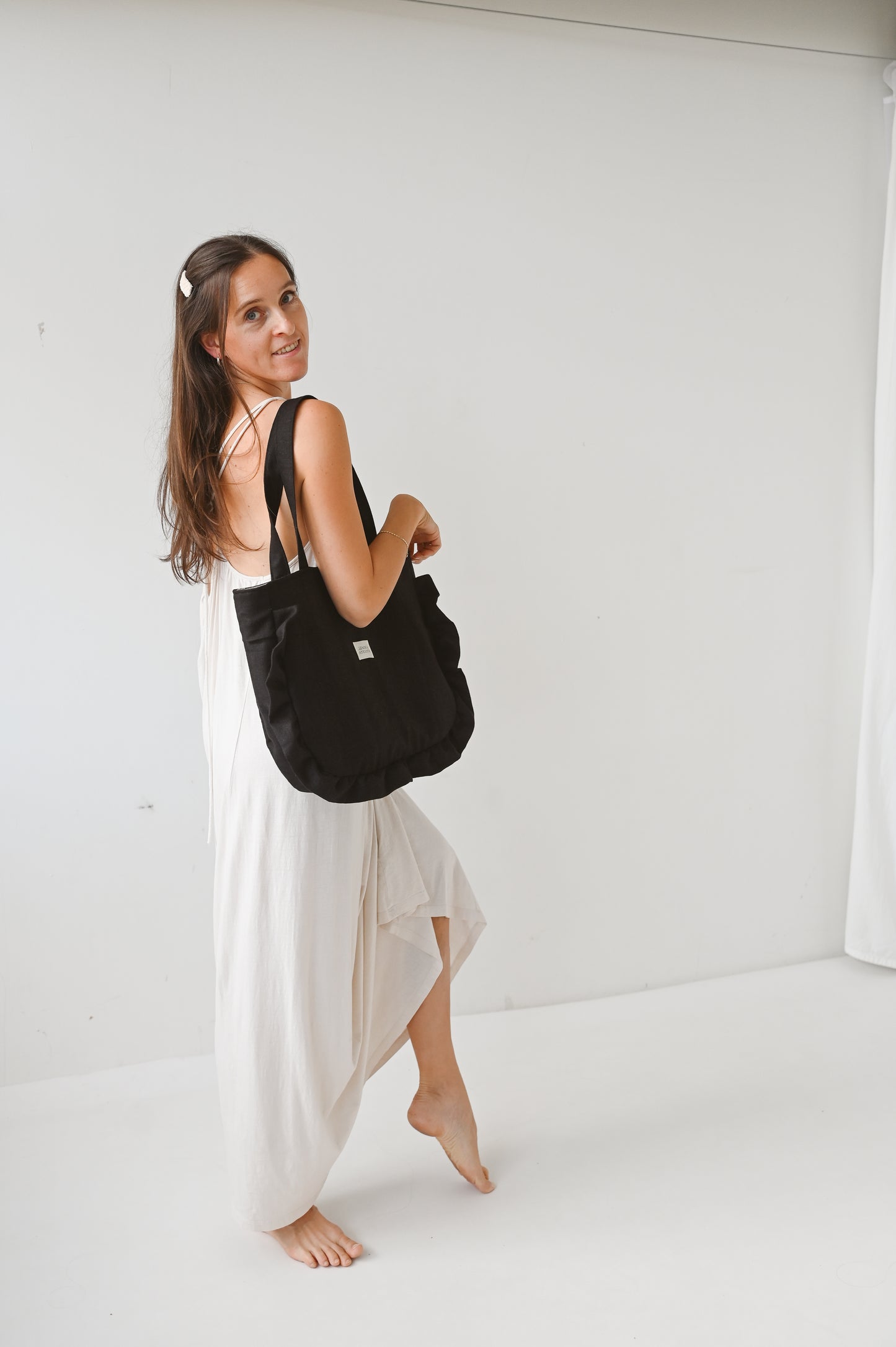 Lanena prešita torba "on the go"