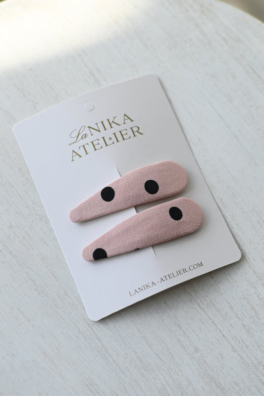Baby pink with black dots