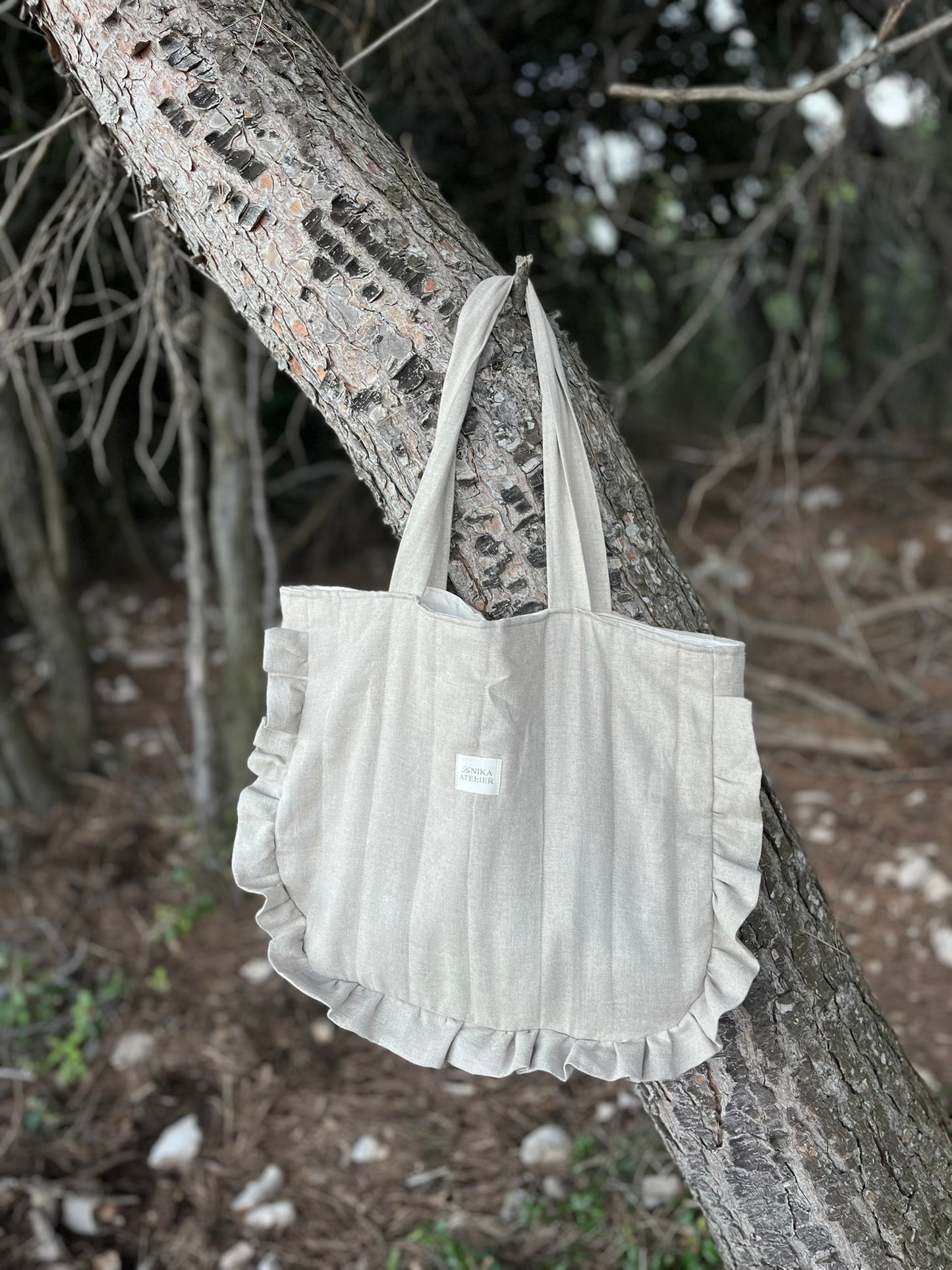 Lanena prešita torba "on the go"