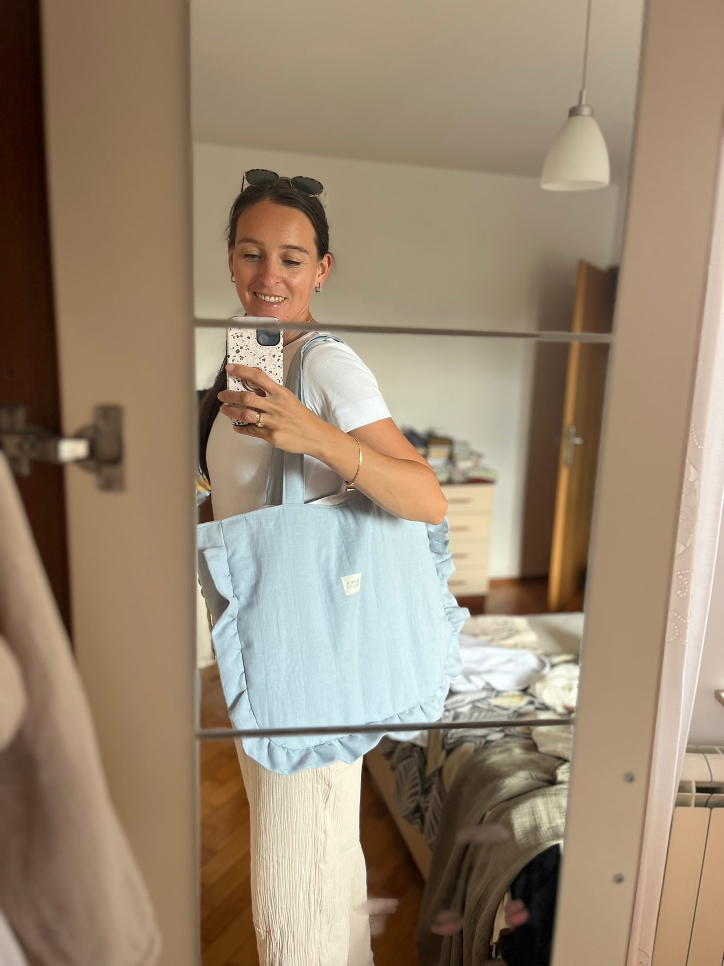 Lanena prešita torba "on the go"